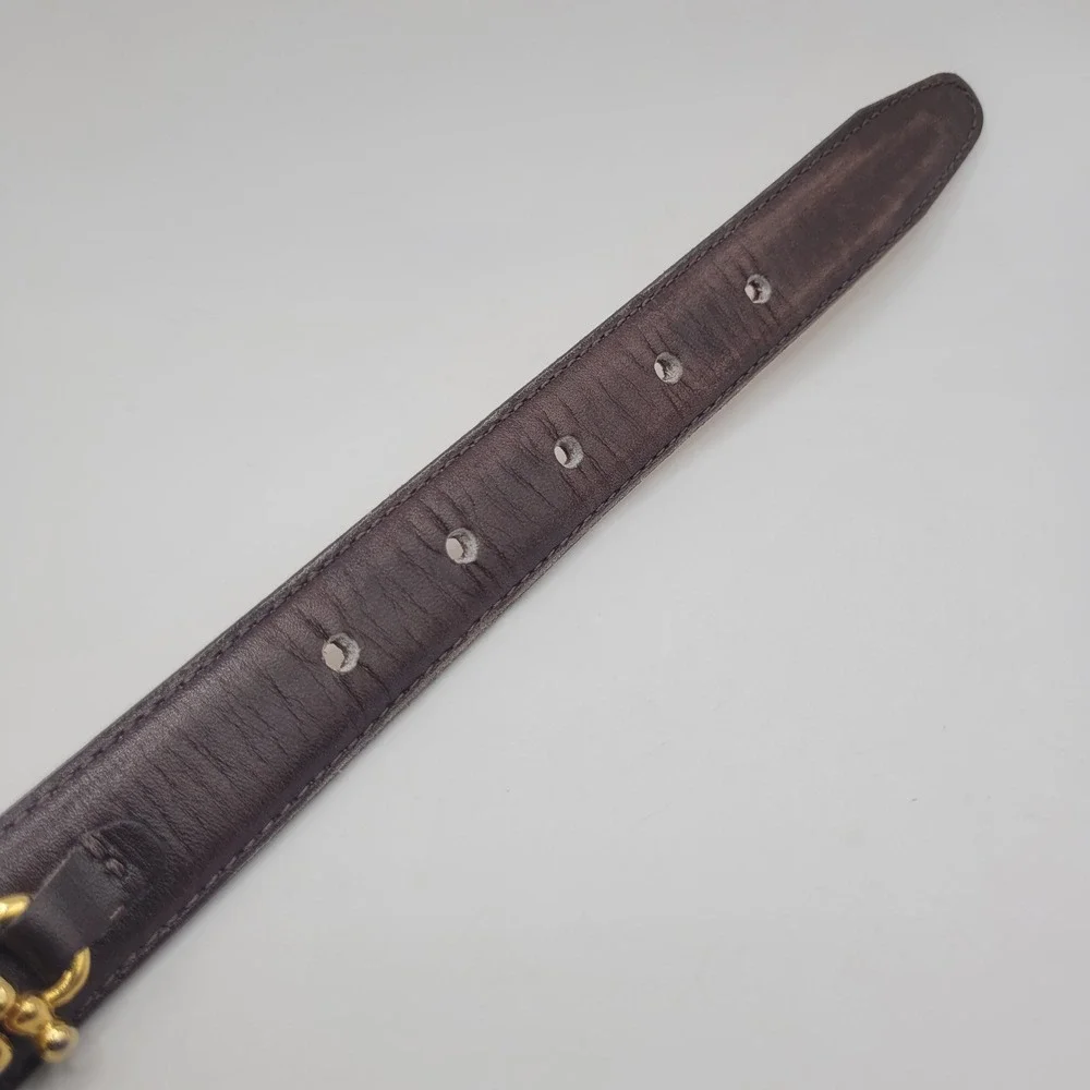 VTG Talbots Belt Lg Brown Leather Gold Snaffle Bit Horsebit Equestrian USA 90s